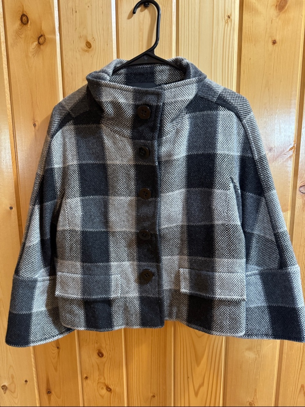 Gray and Black Plaid Button-Front  CARLISLE  Jacket/Blazer